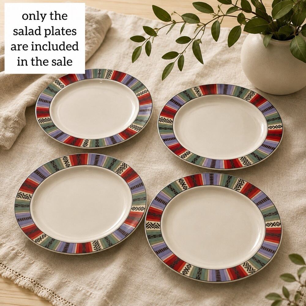 Majesticware by Sakura Navajo 1994 Salad Plates Set of 4 Southwestern Print